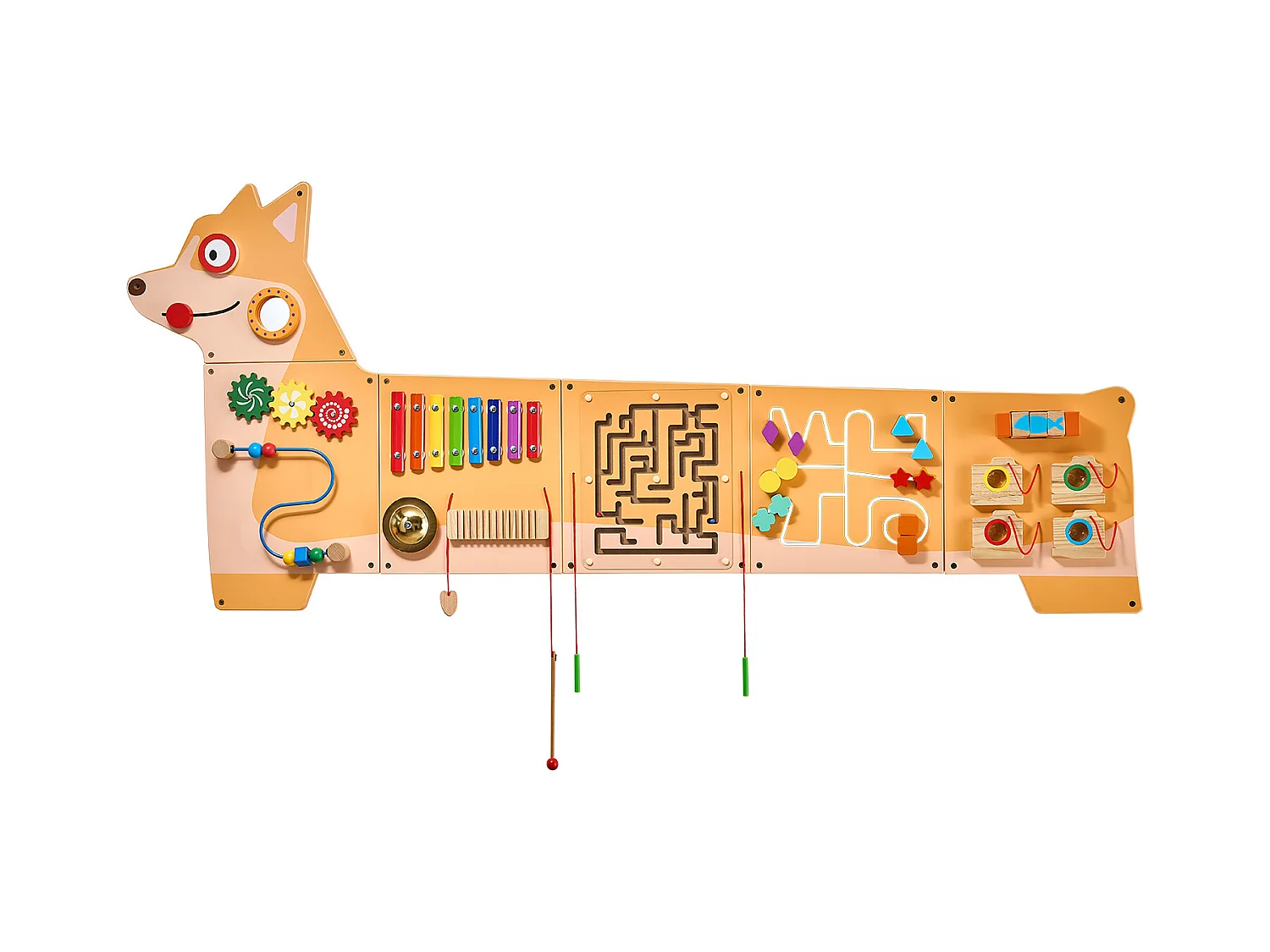 Muro de Actividades SucceBuy con Diseño de Cachorro – Panel de Juego con 12 Juegos de Motricidad, Juguete de Pared Sensorial Montessori para Niños de 3 a 12 Años