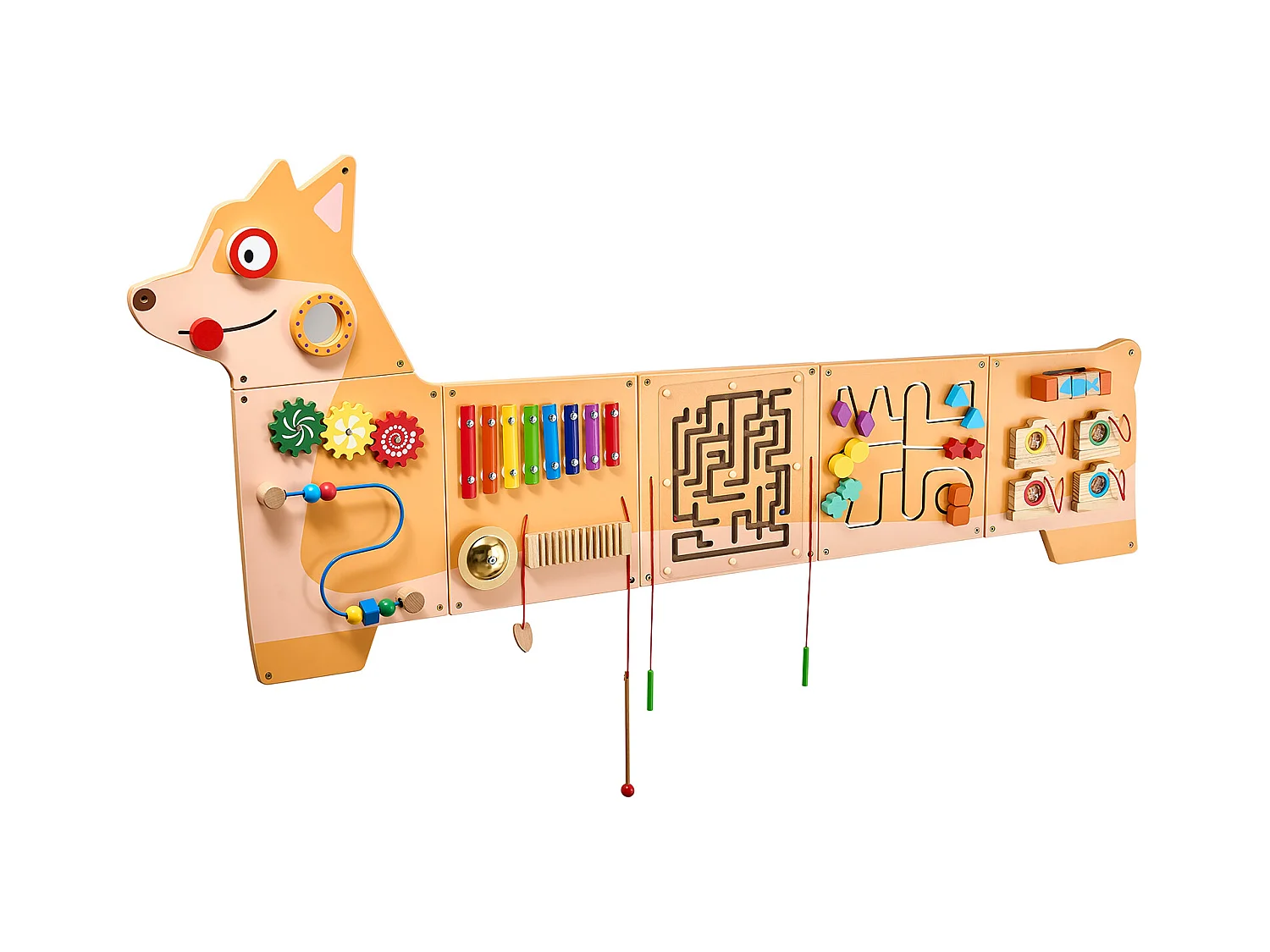 Muro de Actividades SucceBuy con Diseño de Cachorro – Panel de Juego con 12 Juegos de Motricidad, Juguete de Pared Sensorial Montessori para Niños de 3 a 12 Años