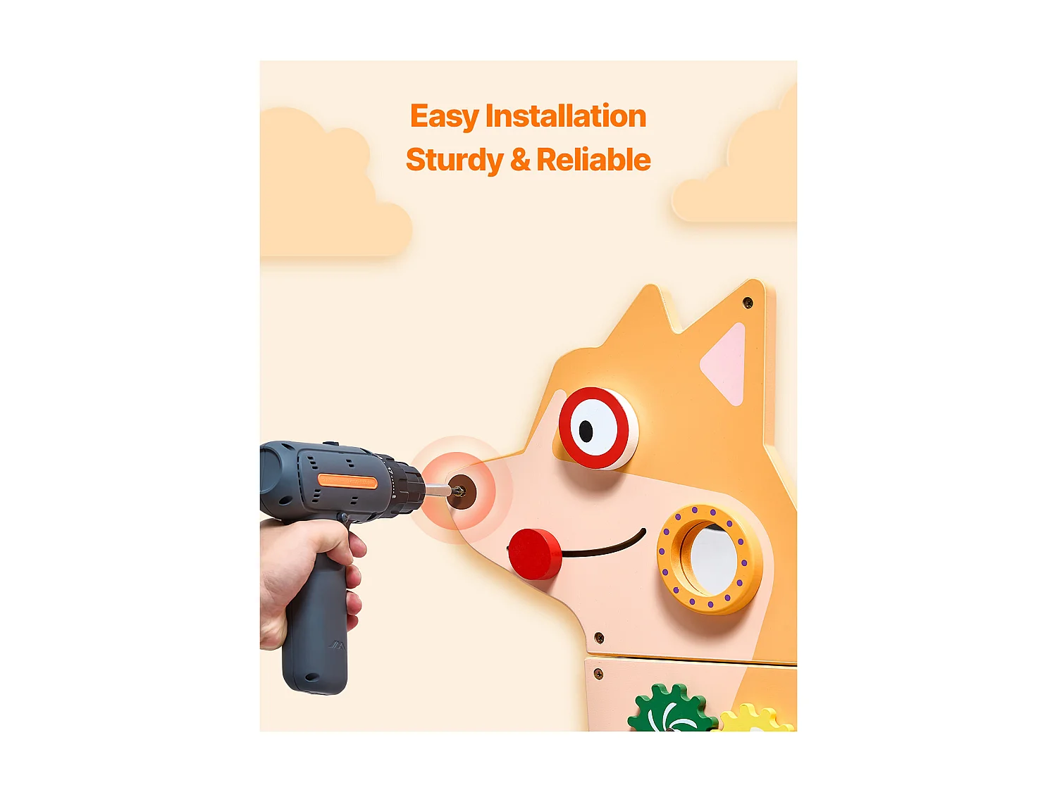 Parede de Atividades SucceBuy com Design de Cachorro – Tabuleiro de Jogo com 12 Jogos , Brinquedo de Parede Sensorial Montessori para Crianças 3-12 Anos