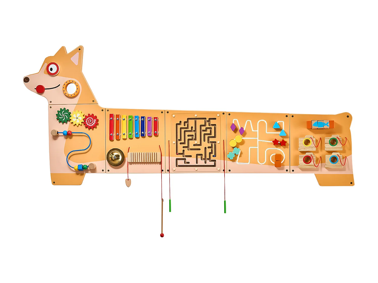 Parede de Atividades SucceBuy com Design de Cachorro – Tabuleiro de Jogo com 12 Jogos , Brinquedo de Parede Sensorial Montessori para Crianças 3-12 Anos