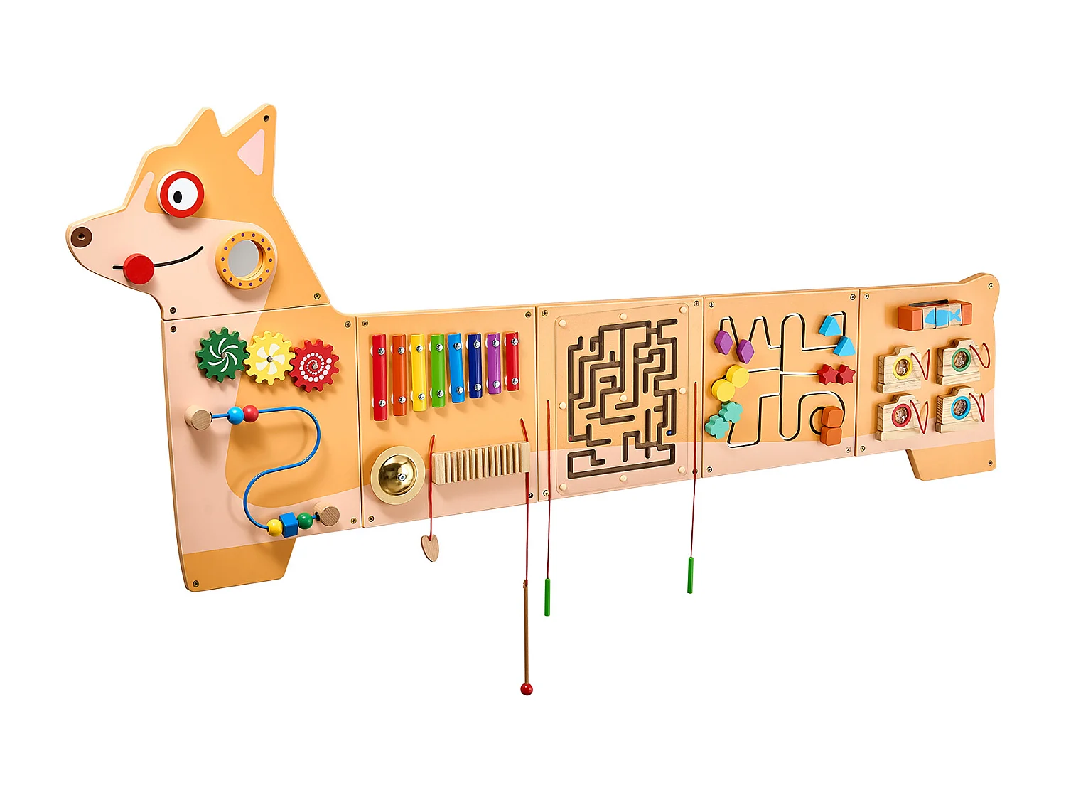 Parede de Atividades SucceBuy com Design de Cachorro – Tabuleiro de Jogo com 12 Jogos , Brinquedo de Parede Sensorial Montessori para Crianças 3-12 Anos