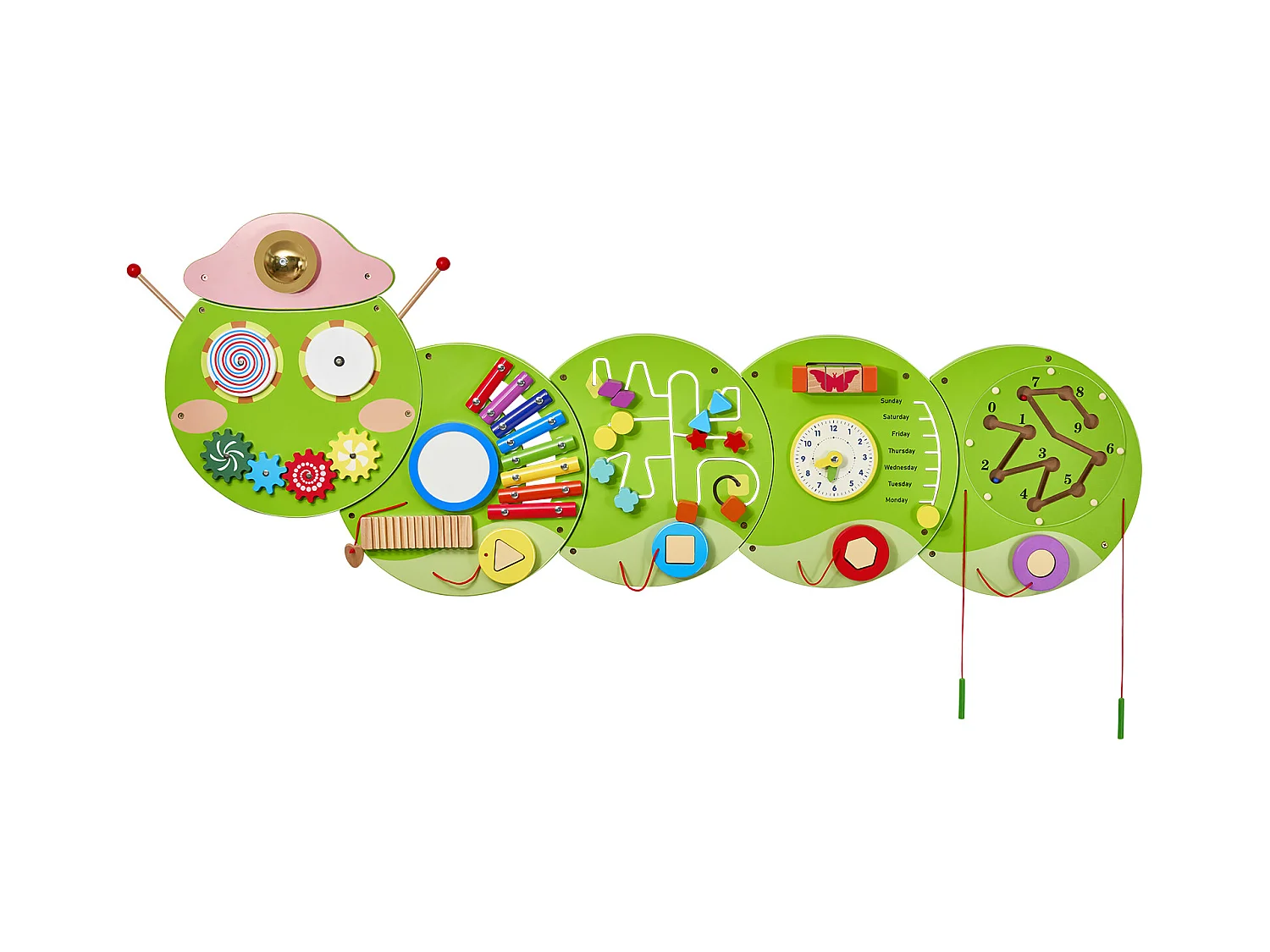 Painéis de Parede SucceBuy de Atividades Caterpillar com 12 Funções de Jogo Sensorial, Brinquedo Sensorial Montessori para Crianças 3-12 Anos