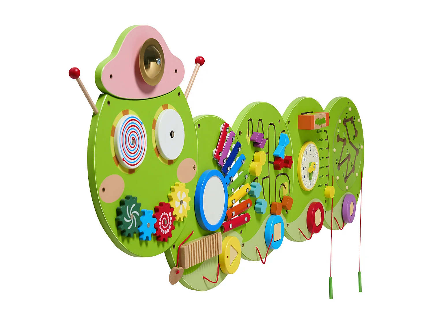 Painéis de Parede SucceBuy de Atividades Caterpillar com 12 Funções de Jogo Sensorial, Brinquedo Sensorial Montessori para Crianças 3-12 Anos
