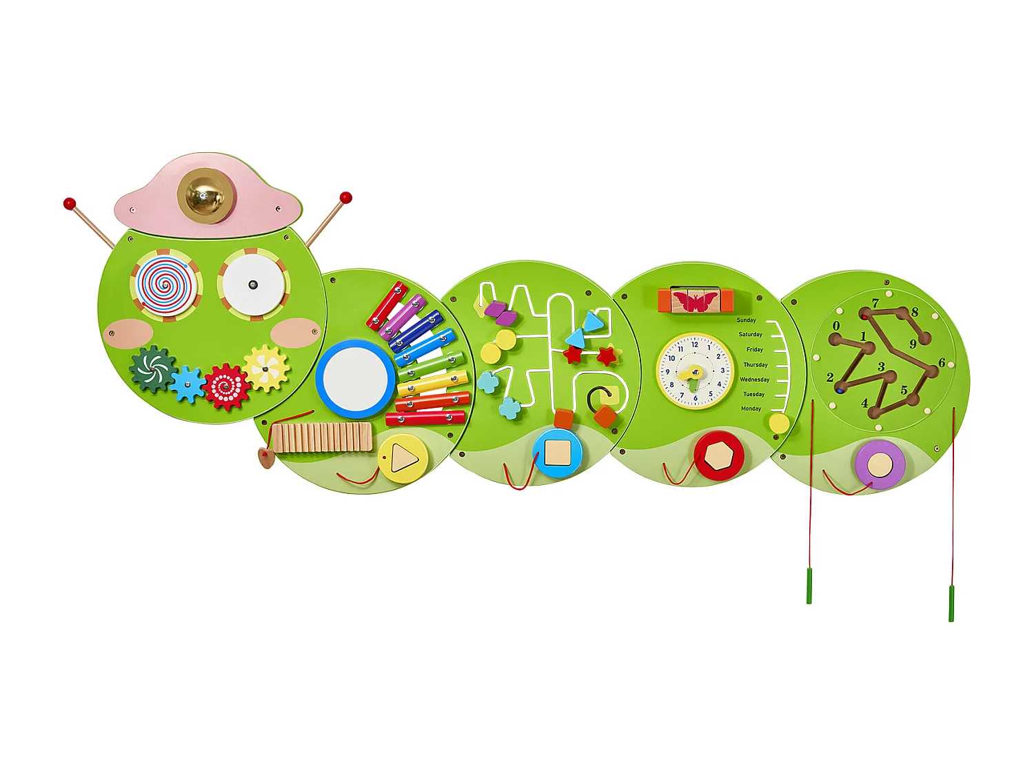 Panneaux Muraux SucceBuy d'Activités Caterpillar avec 12 Fonctions de Jeu Sensoriel, Jouet Sensoriel Montessori pour Enfants de 3 à 12 Ans