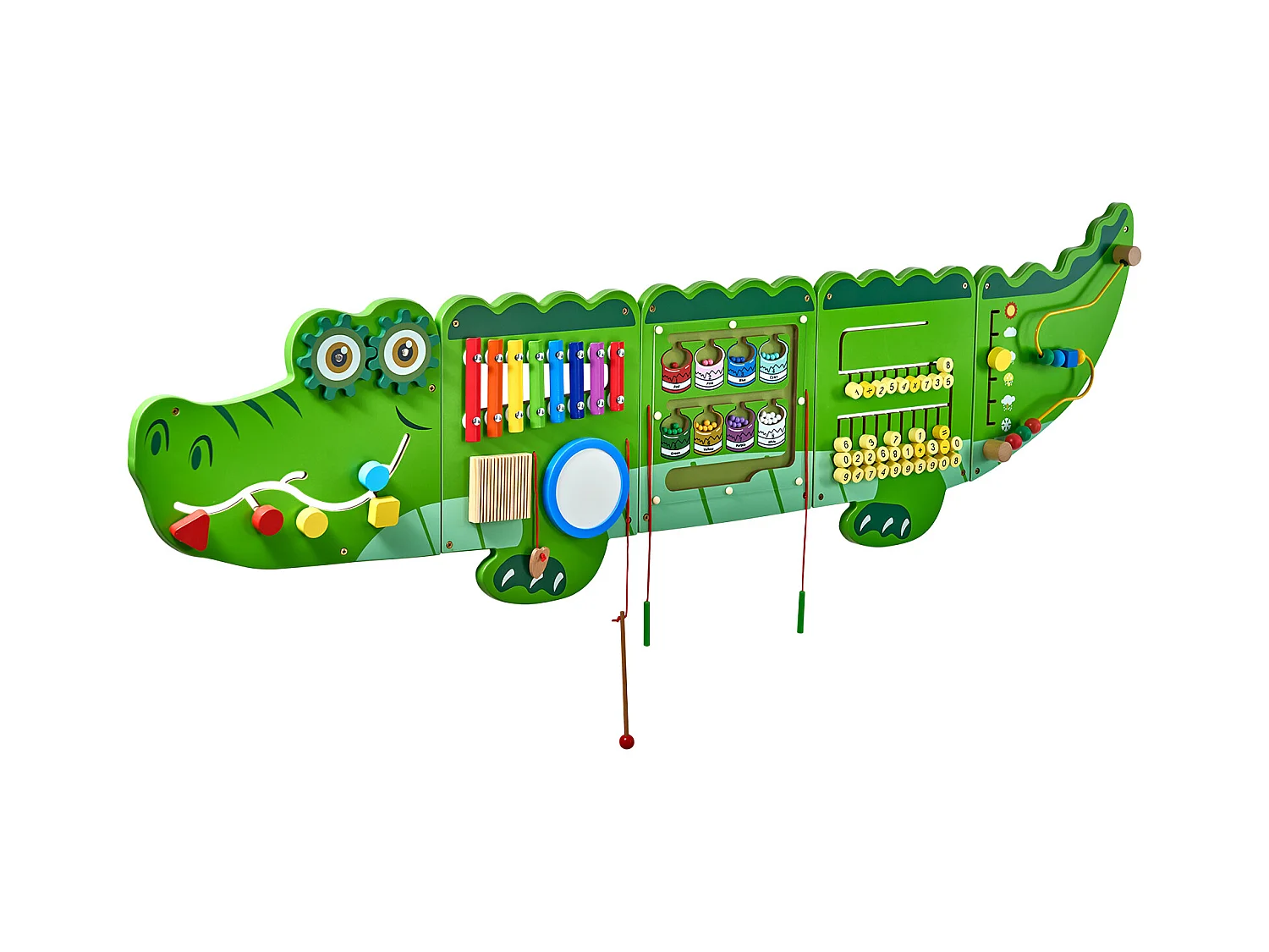 Jeu Mural de Motricité SucceBuy, Tableau d'Activités Crocodile avec 9 Jeux, Jouet Mural Sensoriel Montessori pour Enfants de 3 à 12 Ans
