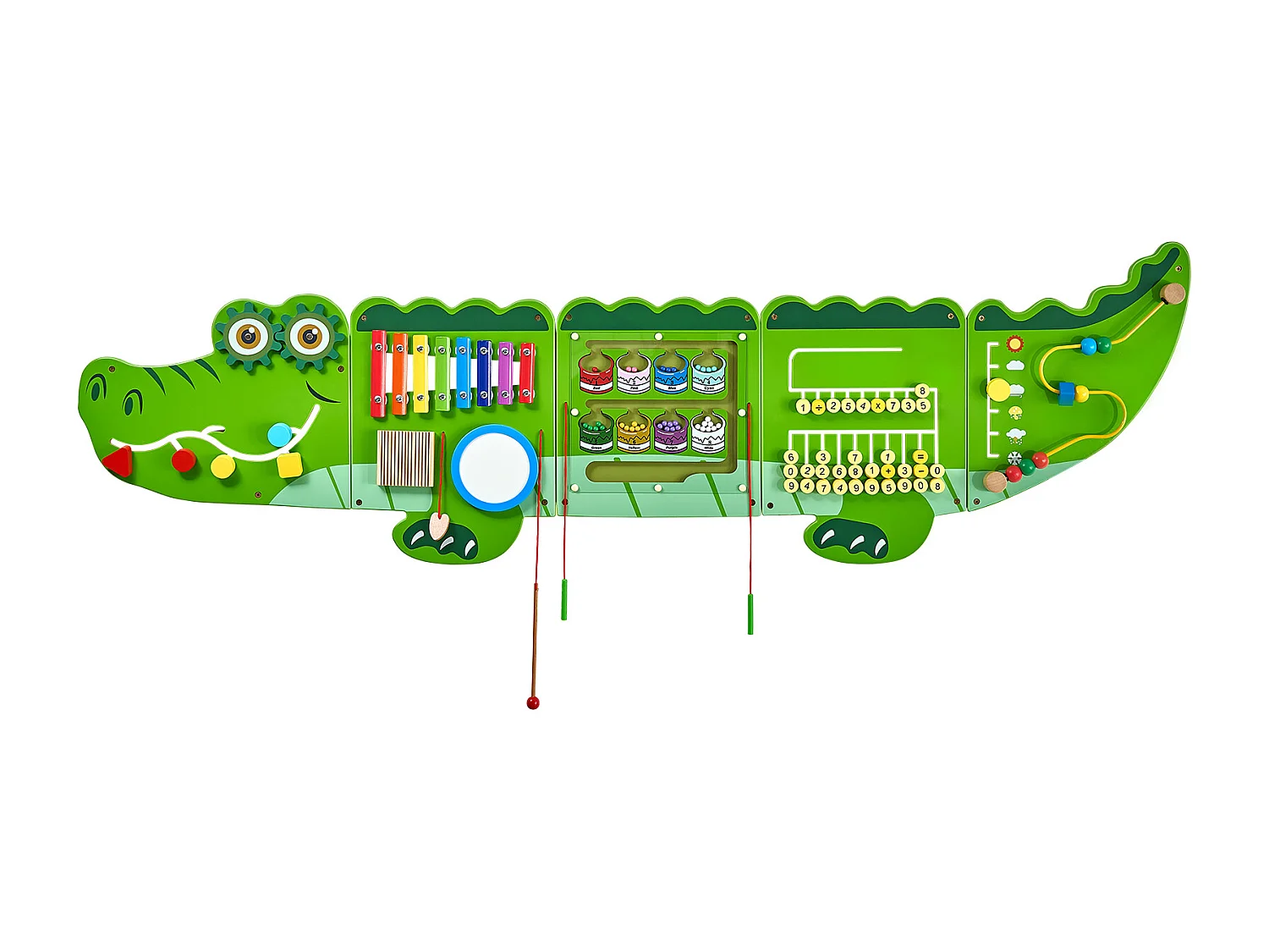 Jeu Mural de Motricité SucceBuy, Tableau d'Activités Crocodile avec 9 Jeux, Jouet Mural Sensoriel Montessori pour Enfants de 3 à 12 Ans