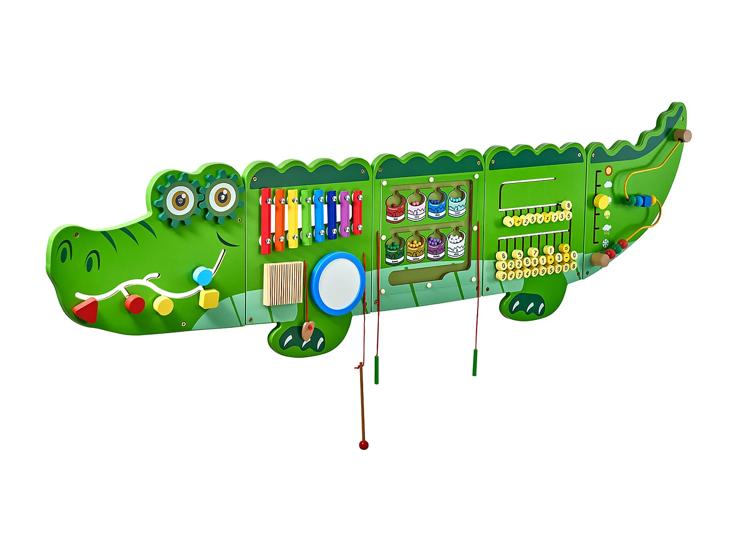 Jeu Mural de Motricité SucceBuy, Tableau d'Activités Crocodile avec 9 Jeux, Jouet Mural Sensoriel Montessori pour Enfants de 3 à 12 Ans