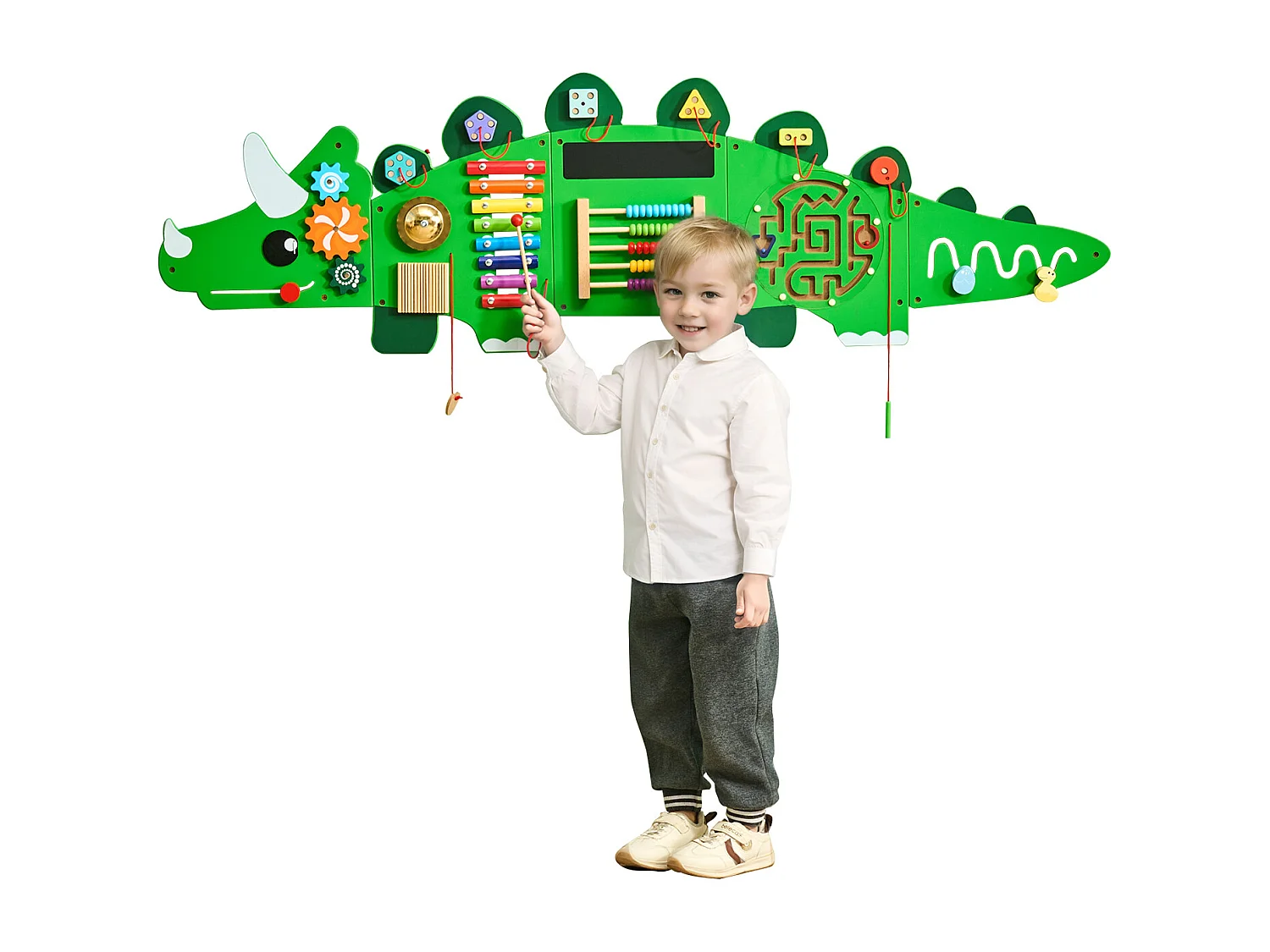 Mur d'Activités Sensorielles SucceBuy avec Motifs de Dinosaures et 11 Panneaux Passionnants