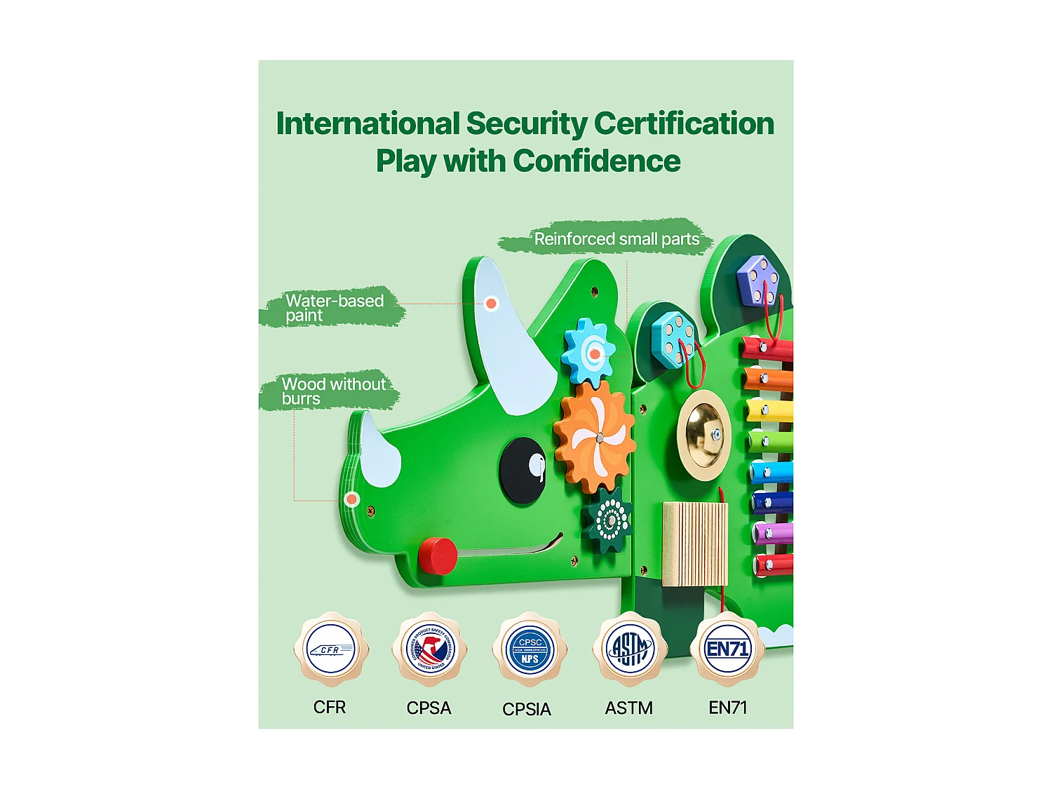 Sensorische Aktivitätswand SucceBuy mit Dinosaurier-Mustern und 11 Spannenden Paneelen