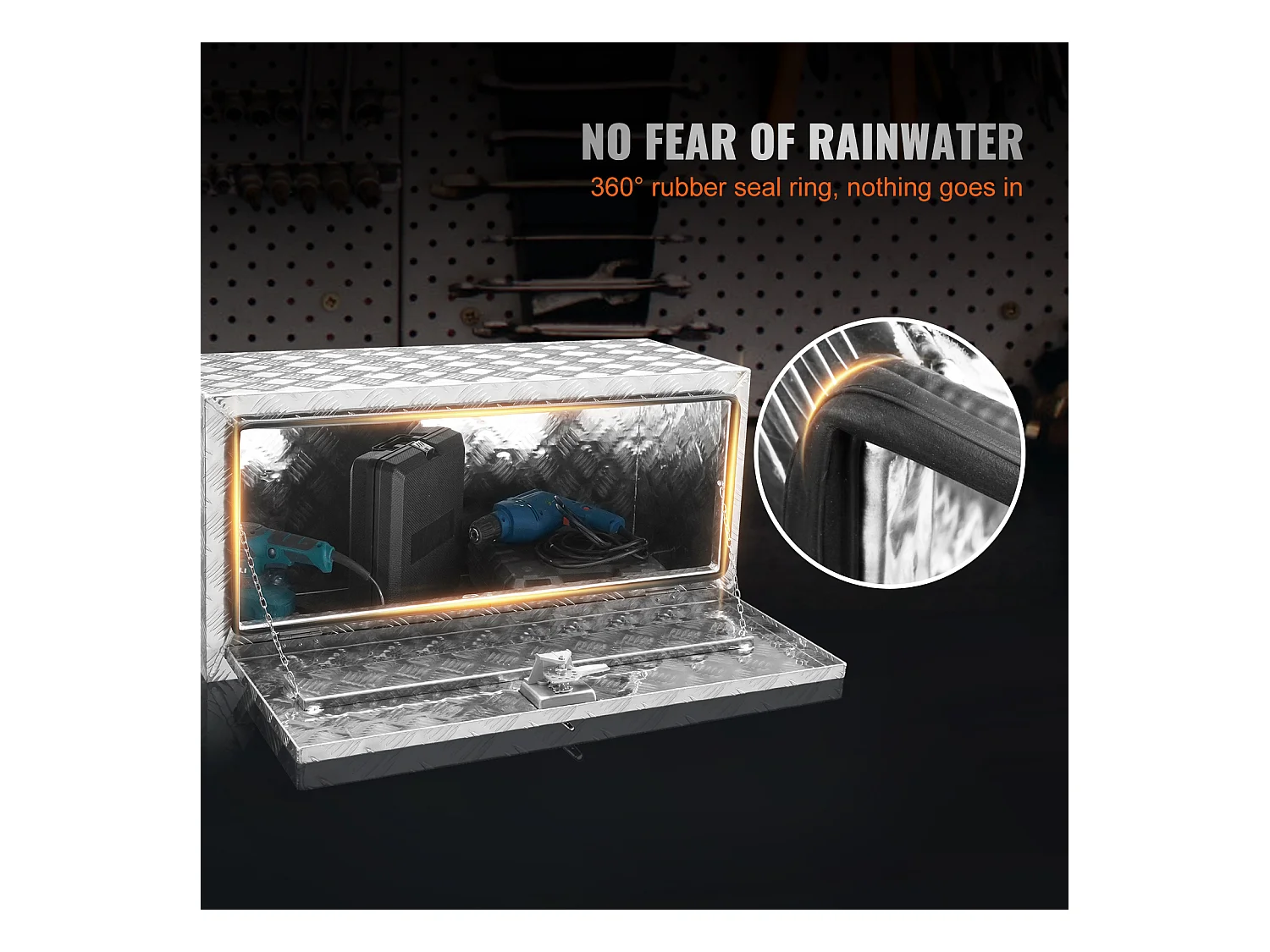 Werkzeugkiste SucceBuy, für Lastwagen Kofferraum Unterboden 91,4 x 35,5 x 40,5 cm Aus Aluminium