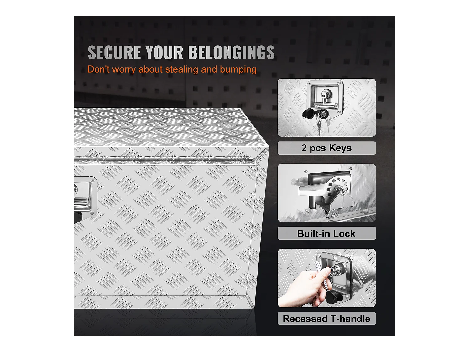 Werkzeugkiste SucceBuy, für Lastwagen Kofferraum Unterboden 91,4 x 35,5 x 40,5 cm Aus Aluminium