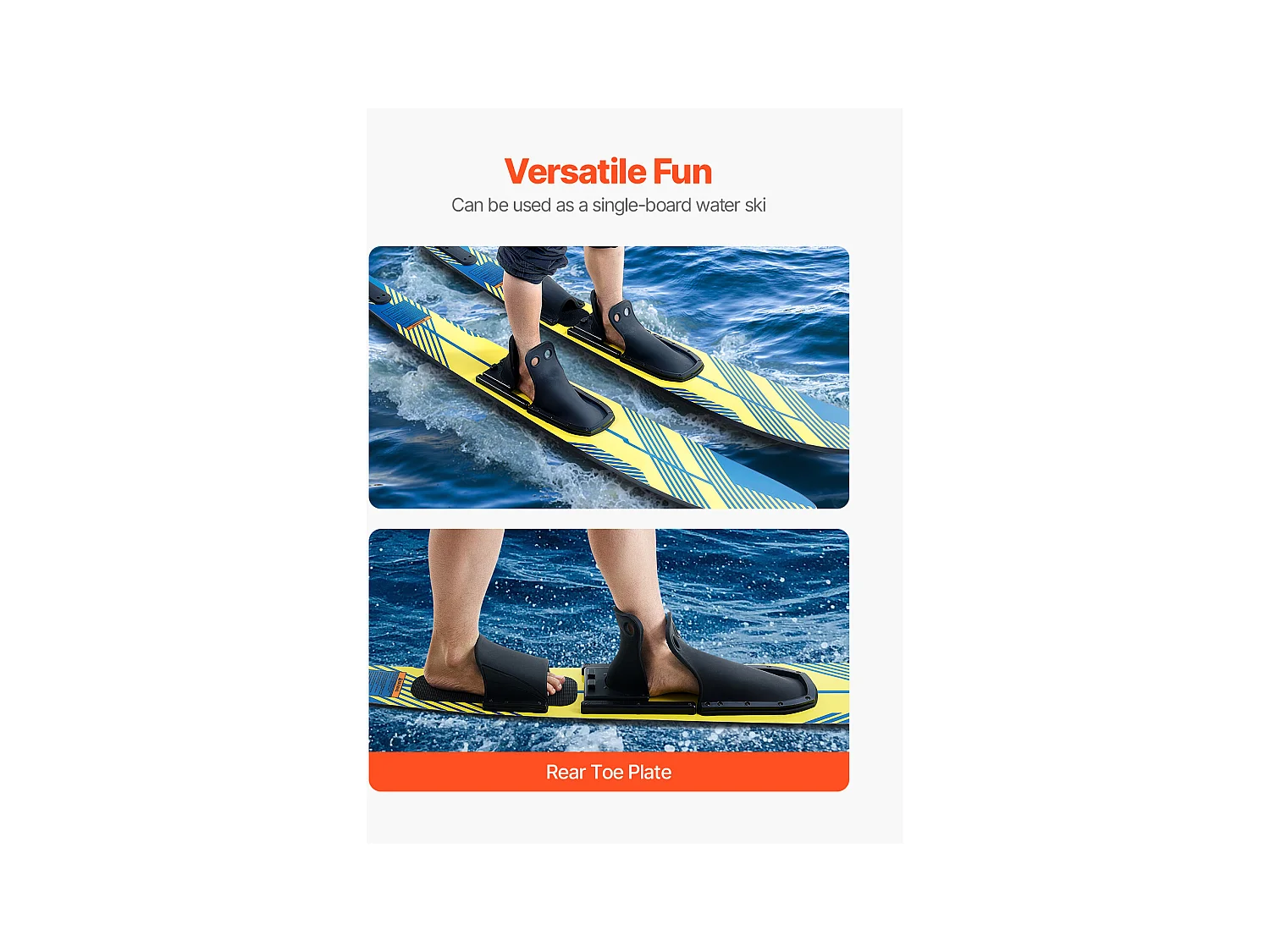 Combo Ski Nautique SucceBuy, 170,2 cm pour Adultes avec Fixations Réglables X-9 et Fermetures à Boucle