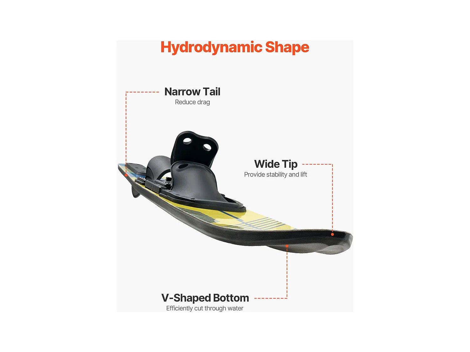 Combo Ski Nautique SucceBuy, 170,2 cm pour Adultes avec Fixations Réglables X-9 et Fermetures à Boucle