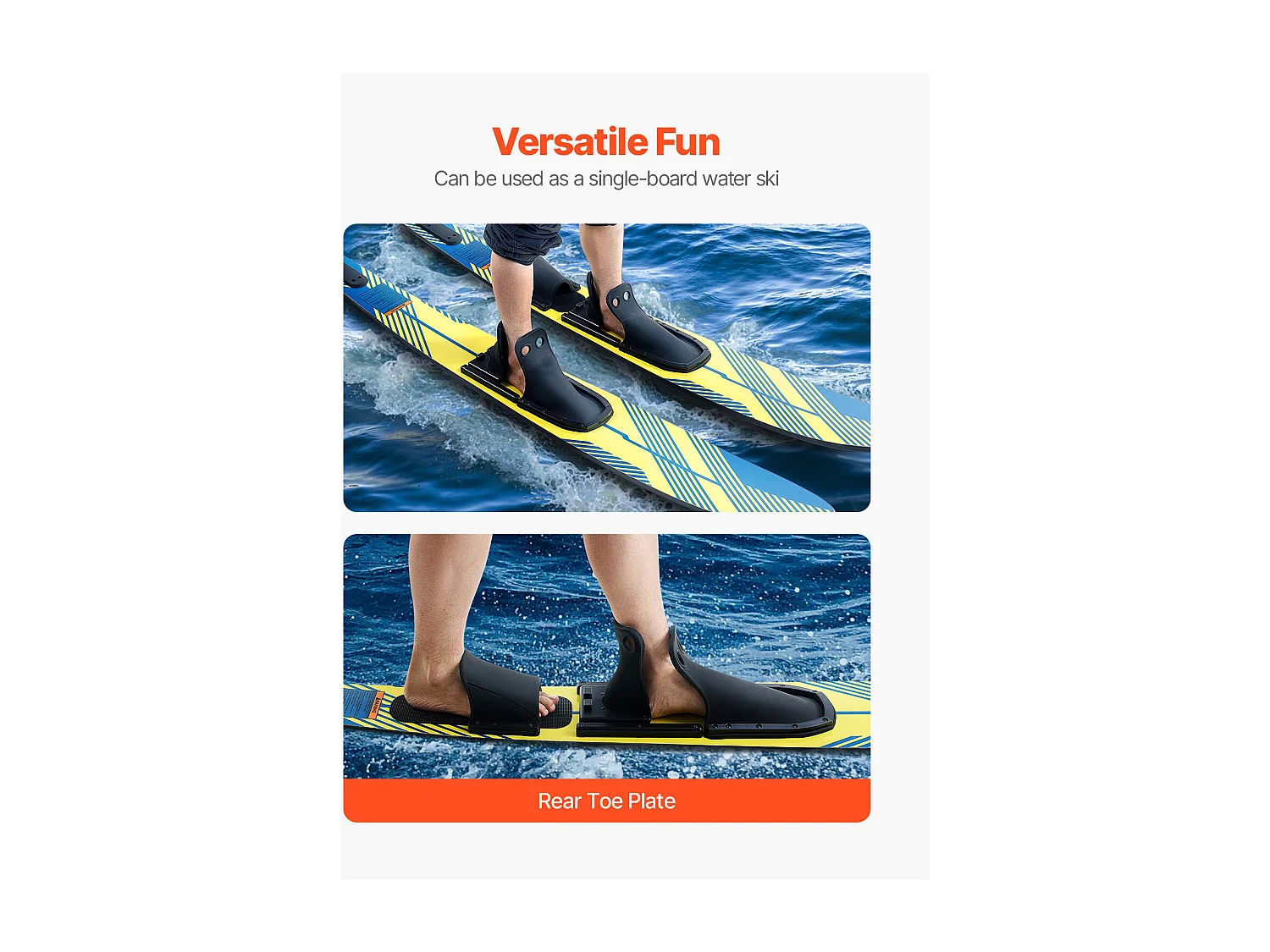 Combo Ski Nautique SucceBuy, 170,2 cm pour Adultes avec Fixations Réglables X-9 et Fermetures à Boucle