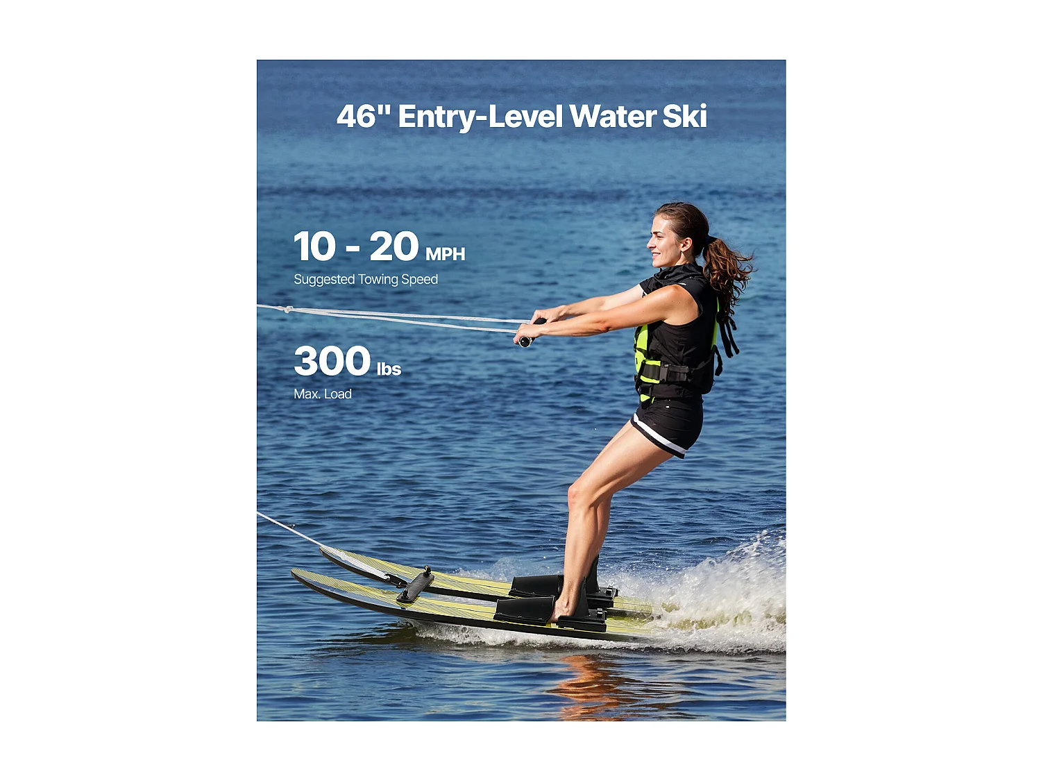 Combo Esqui Náutico SucceBuy, 116,8 cm para Adultos com Fixações Ajustáveis X-7 e Fechos com Fivela