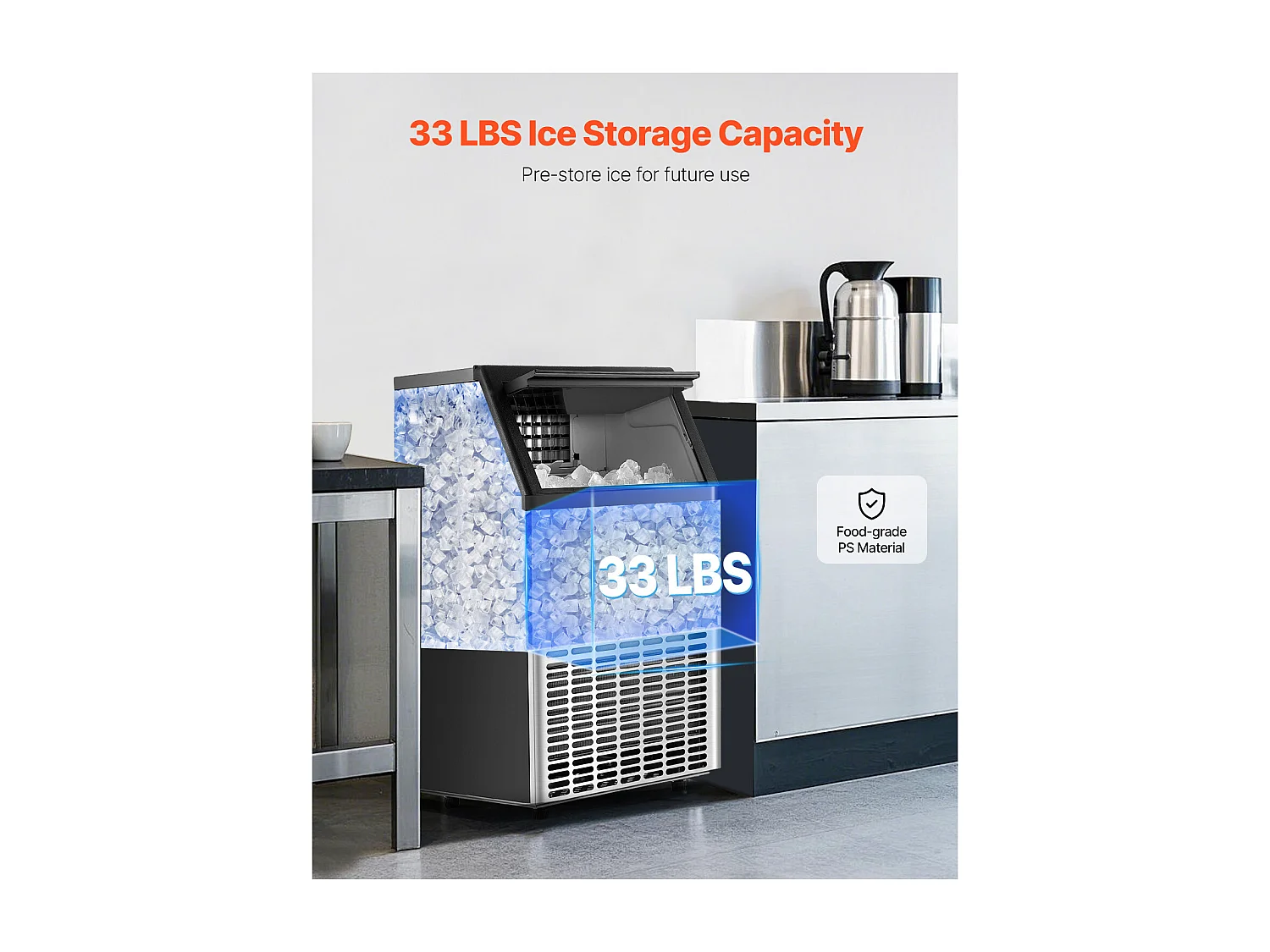 Machine à Glaçons SucceBuy, Capacité de 54,4 kg/24 h, 45 Glaçons, pour Maison, Cafés, Bars, ou Restaurants