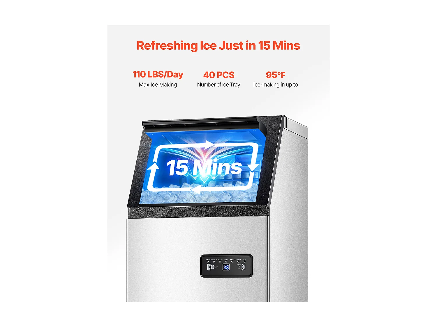 Machine à Glaçons SucceBuy, Capacité de 50 kg/24 h, 36 Glaçons, pour Bar Restaurant