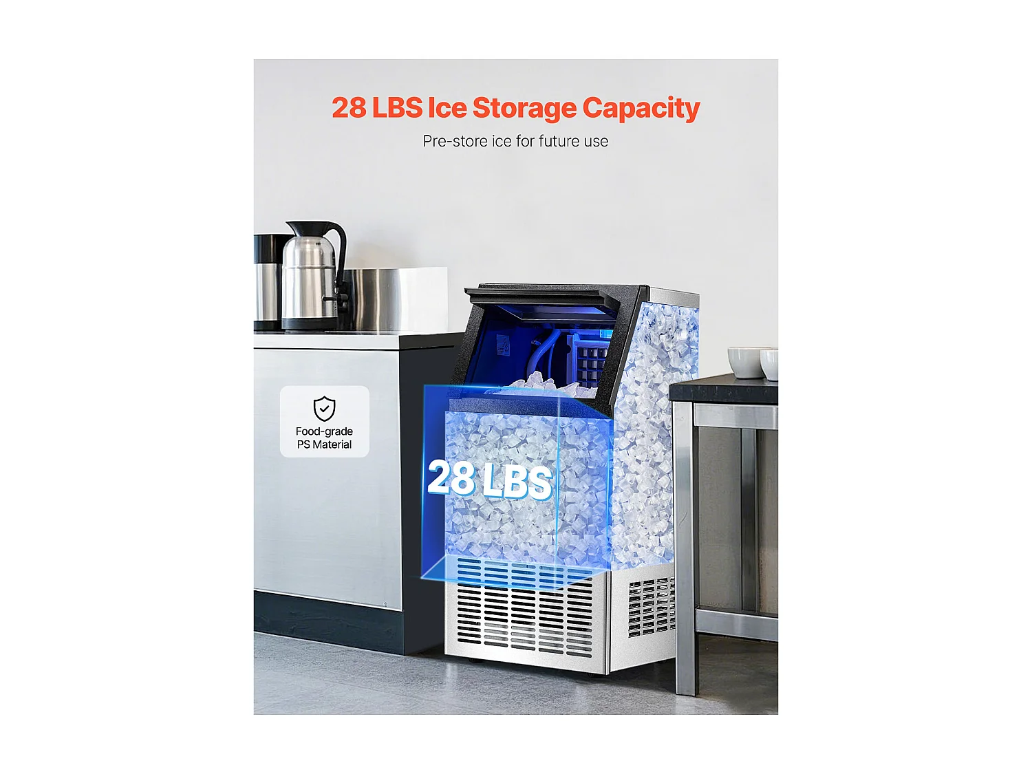 Machine à Glaçons SucceBuy, Capacité de 50 kg/24 h, 36 Glaçons, pour Bar Restaurant