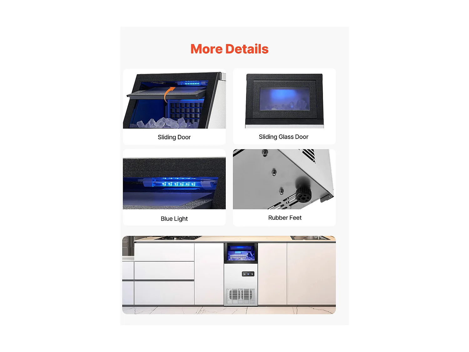 Machine à Glaçons SucceBuy, Capacité de 50 kg/24 h, 36 Glaçons, pour Bar Restaurant