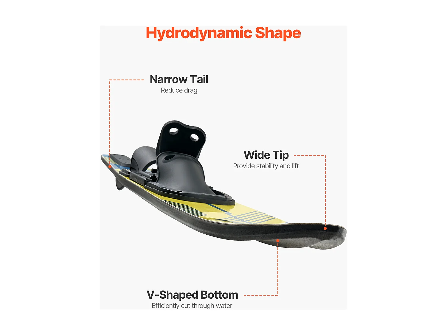 Combo Waterski SucceBuy, 150 cm voor Volwassenen met Instelbare Bevestigingen X-7 en Gespsluitingen