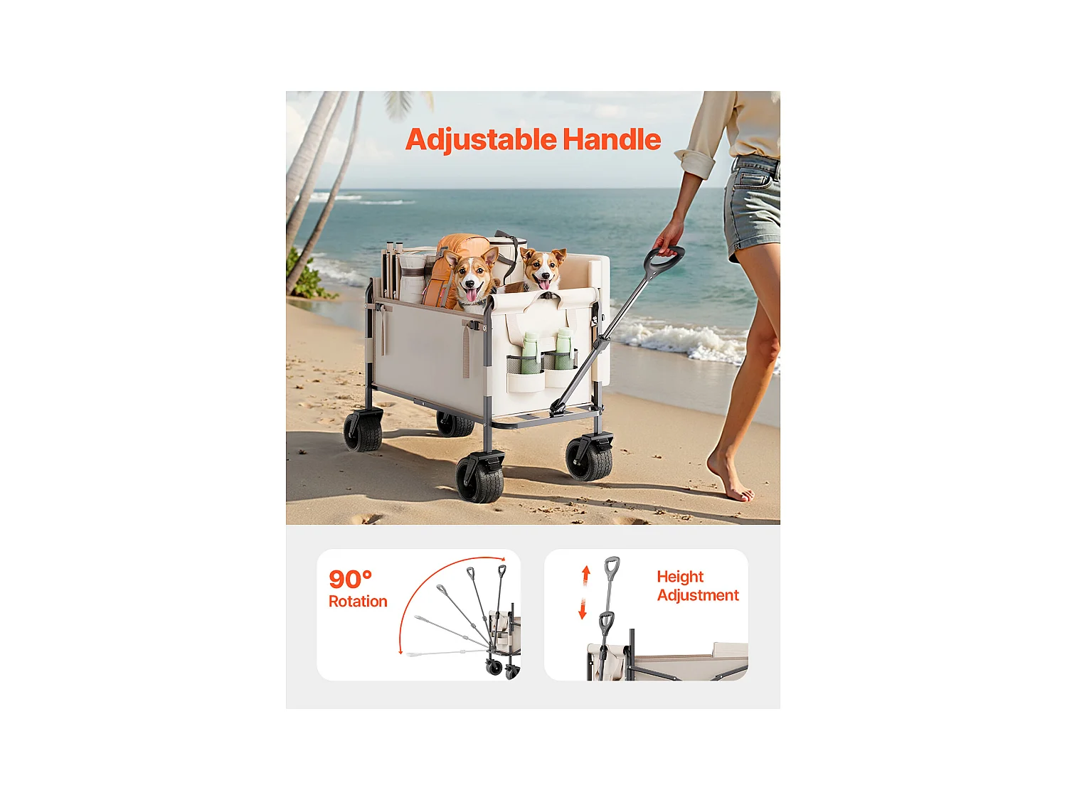 Chariot de Jardin Transport SucceBuy, Utilitaire Convertible en Banc, Charge 249,48 kg, 220 L