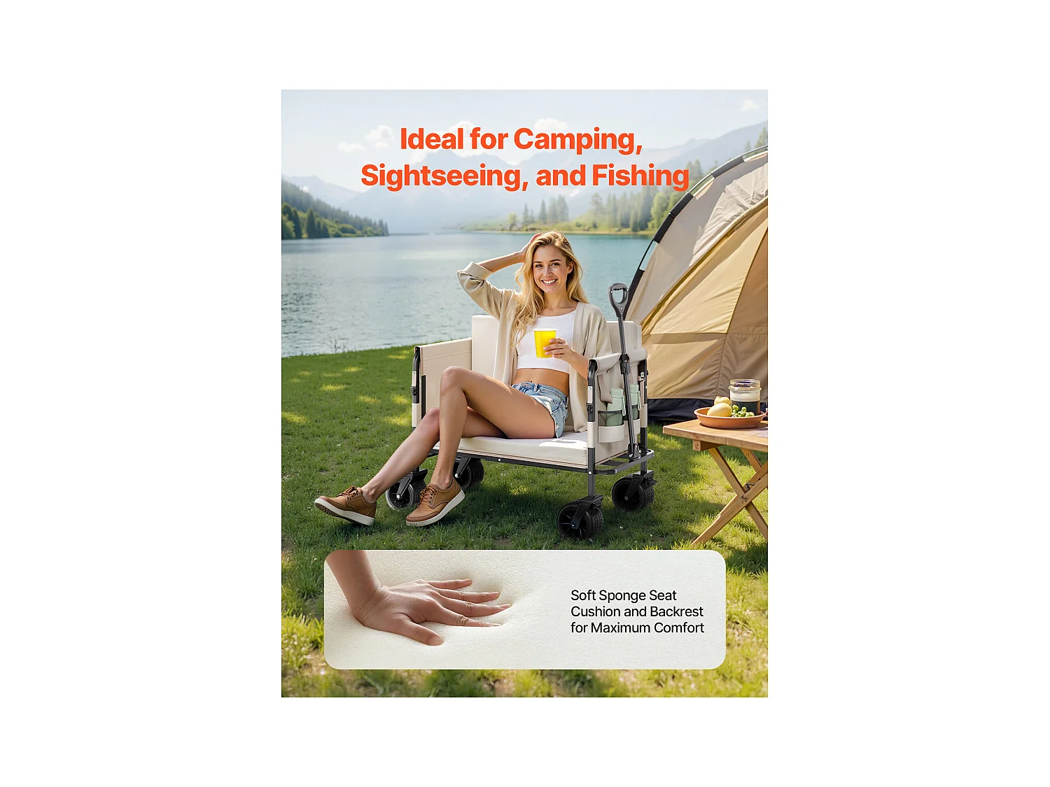 Chariot de Jardin Transport SucceBuy, Utilitaire Convertible en Banc, Charge 249,48 kg, 220 L