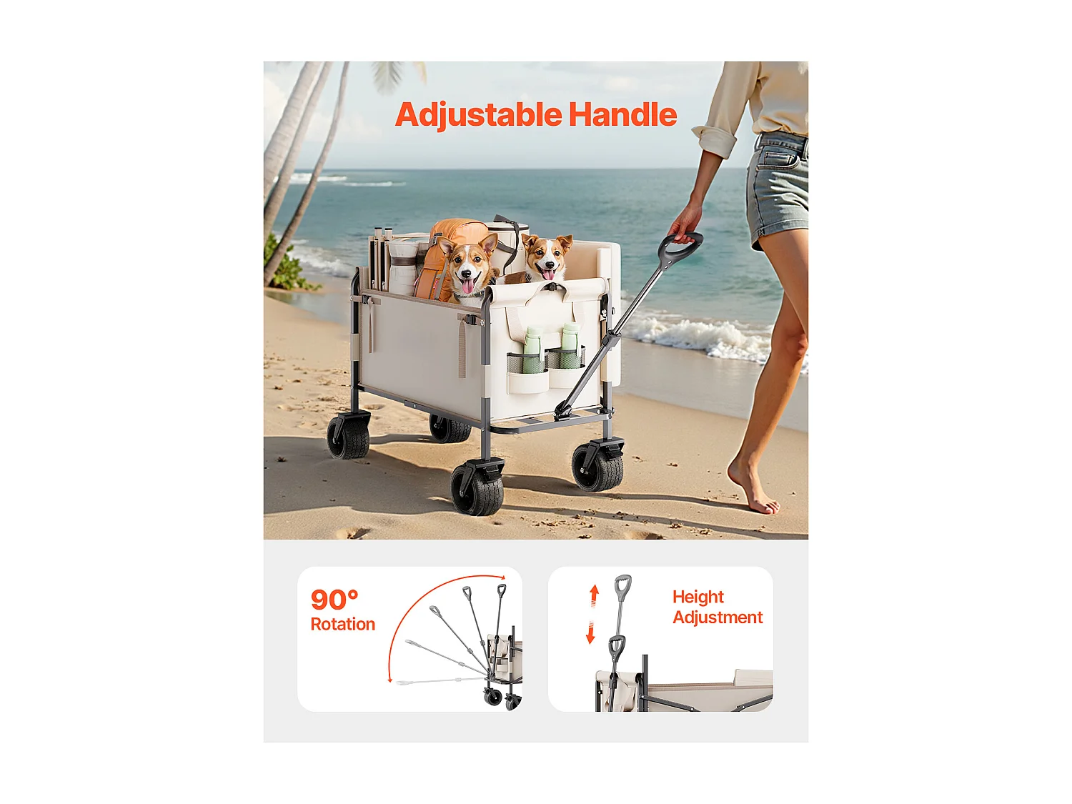 Chariot de Jardin Transport SucceBuy, Utilitaire Convertible en Banc, Charge 249,48 kg, 220 L