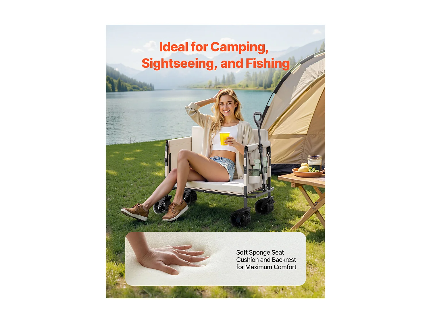 Chariot de Jardin Transport SucceBuy, Utilitaire Convertible en Banc, Charge 249,48 kg, 220 L