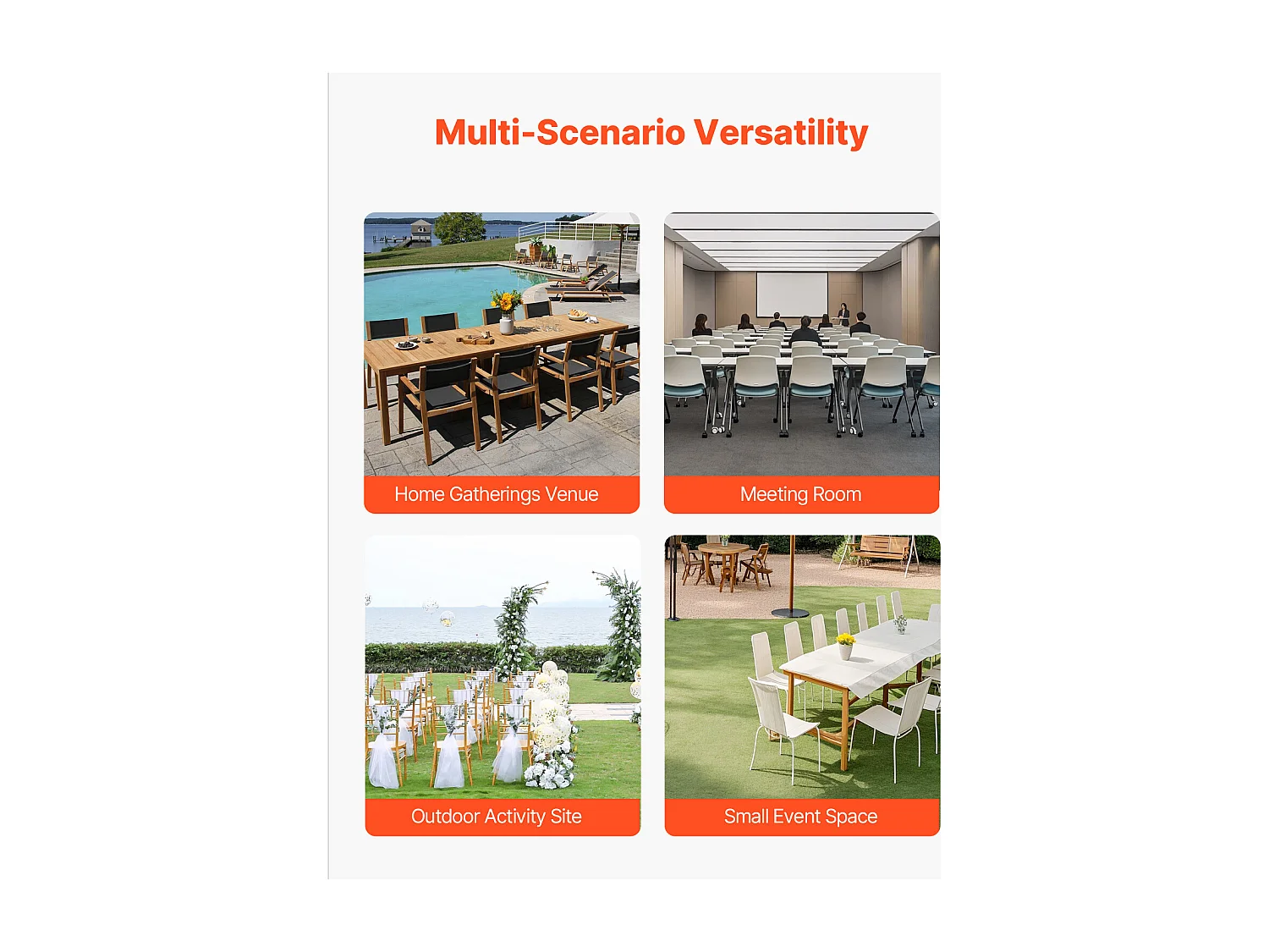 Chariot Support Porte Chaise Pliante SucceBuy, pour 10 Chaises, Charge 68kg à Pousser