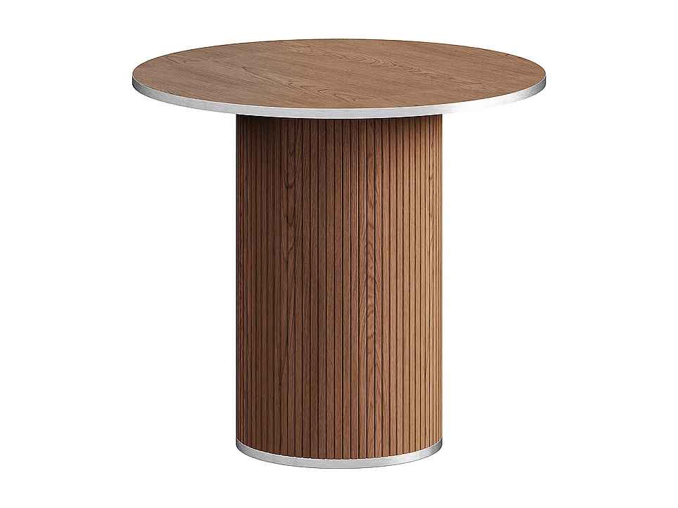 Table à manger ronde 80 cm, avec base cylindrique en bois, 4 Personnes, charge max 272kg, Marron Chocolat