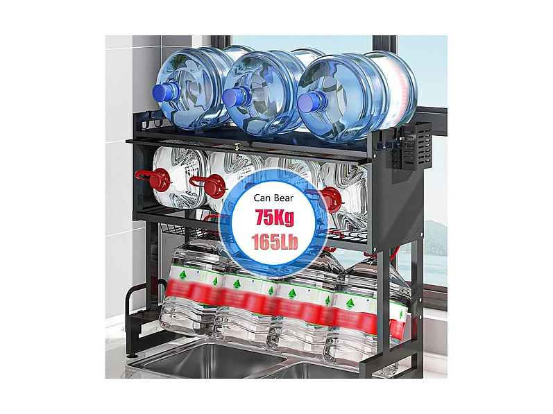 Égouttoir à Vaisselle, 3 Niveaux, avec porte, support de Planche à découper, bac d'égouttage, 85x30x80cm