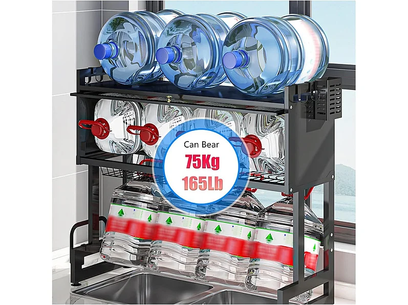 Scolapiatti, 3 Livelli, con porta, supporto per Tagliere, vassoio gocciolatoio, 85x30x80cm