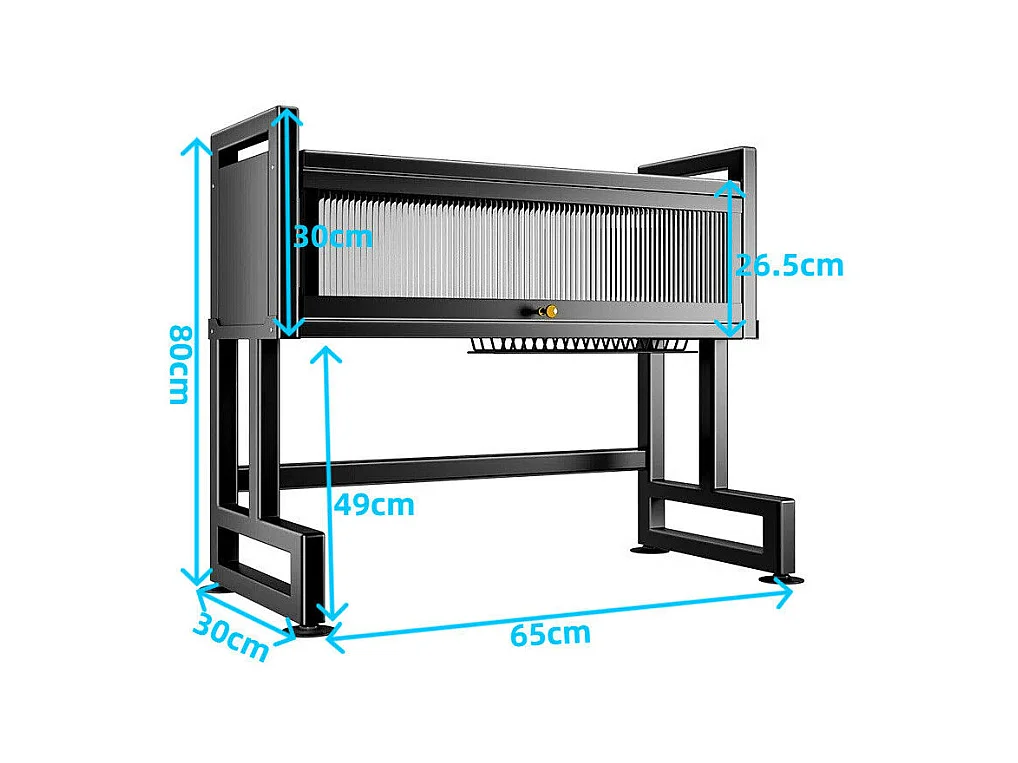 Égouttoir à Vaisselle, 3 Niveaux, avec porte, support de Planche à découper, bac d'égouttage, 65x30x80cm