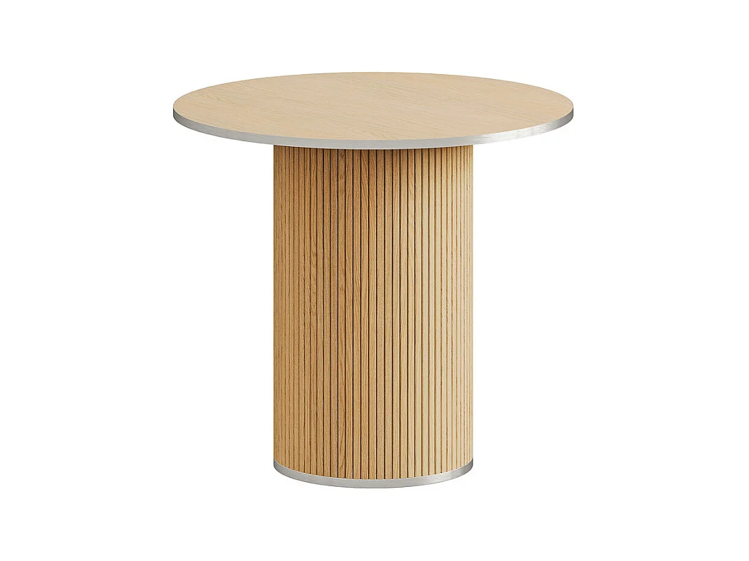 Ensemble Table ronde avec 4 tabourets - placage chêne - charge max 272 kg - Naturel clair