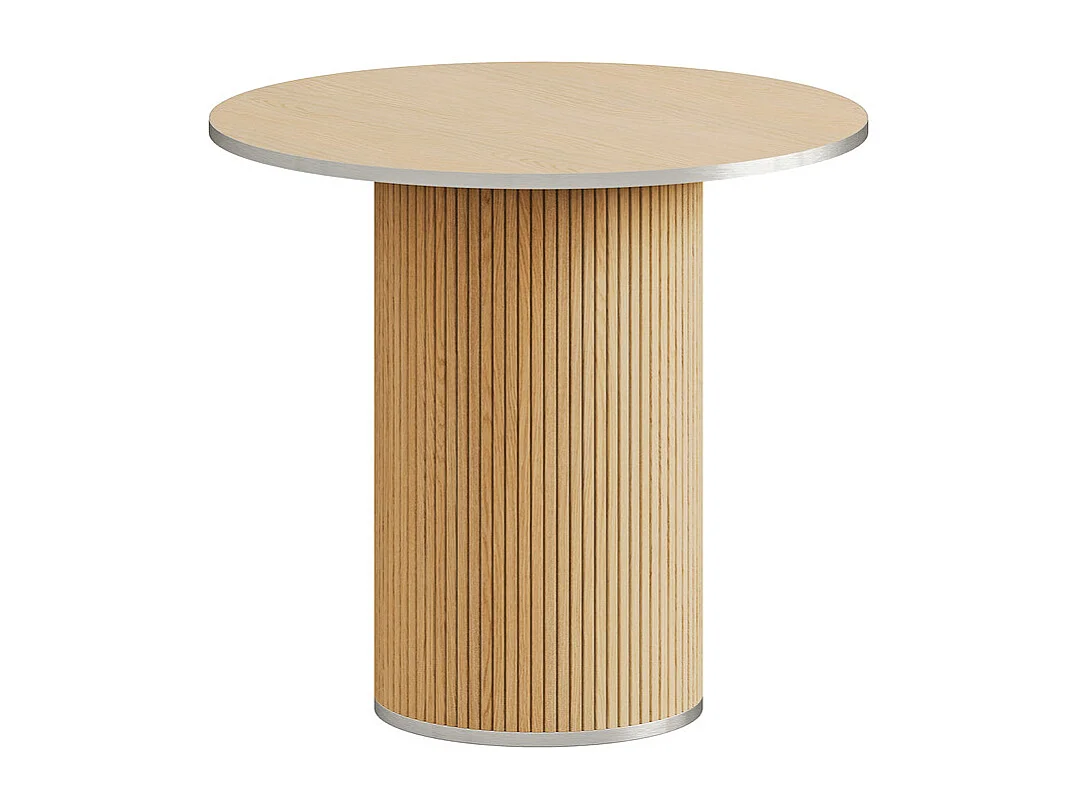 Ensemble Table ronde avec 4 tabourets - placage chêne - charge max 272 kg - Naturel clair