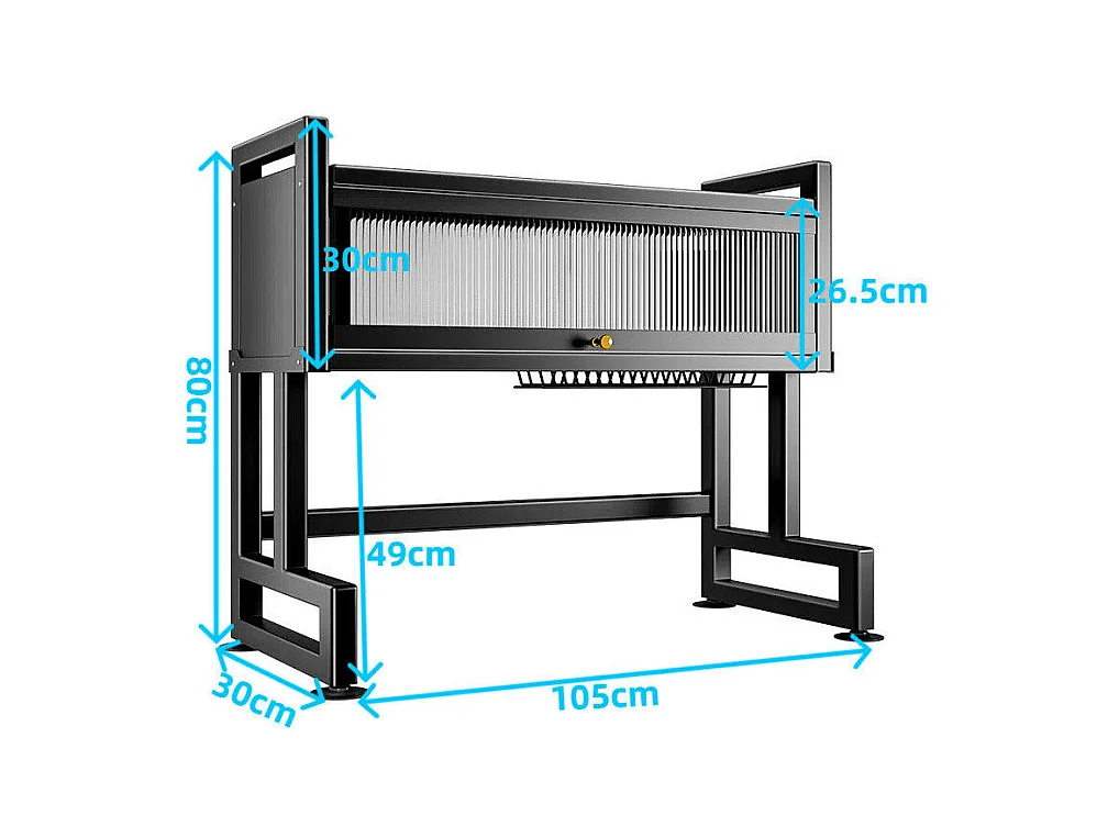 Égouttoir à Vaisselle, 3 Niveaux, avec porte, support de Planche à découper, bac d'égouttage, 105x30x80cm