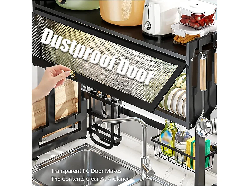 Geschirrspüler, 3 Ebenen, mit Tür, Schneidebrett-Halter, Tropfschale, 105x30x80cm