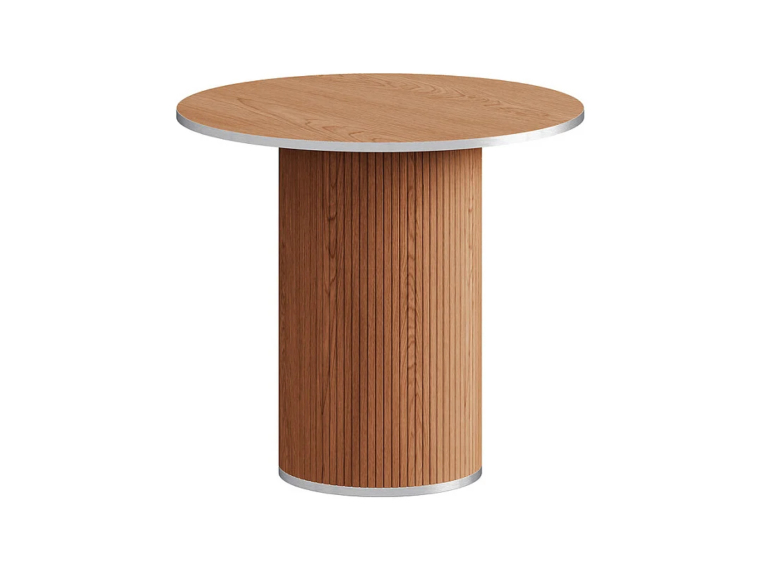 Ensemble Table ronde avec 4 tabourets - placage noyer - charge max 272 kg - Marron Chocolat