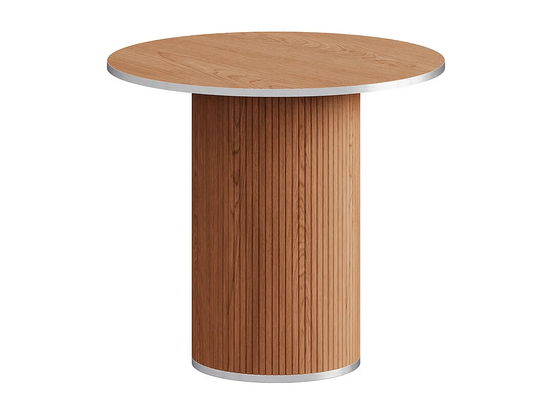 Ensemble Table ronde avec 4 tabourets - placage noyer - charge max 272 kg - Marron Chocolat