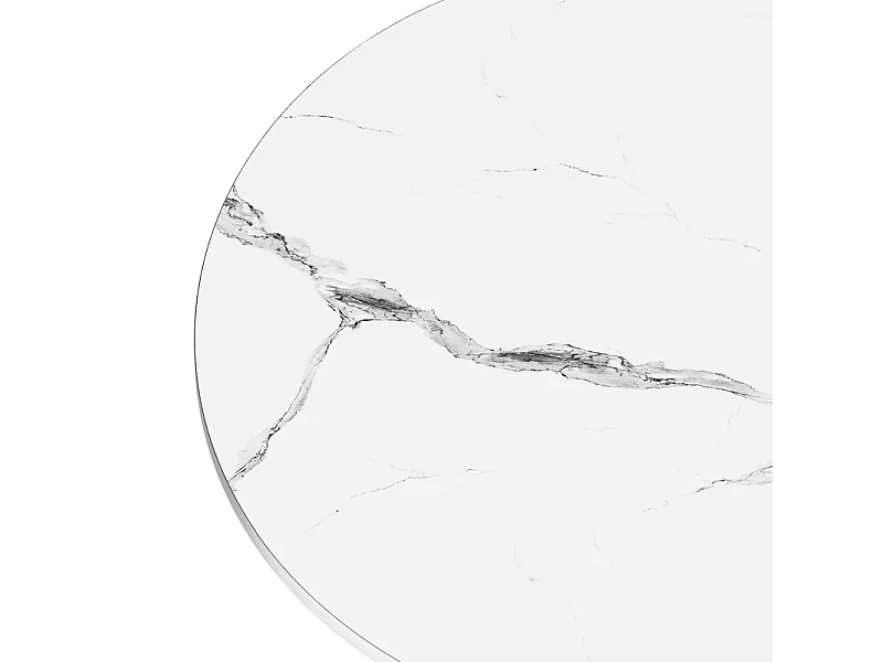 Lot de 2 Tables basses rondes - base de colonne romaine - placage marbre - Marron Chocolat