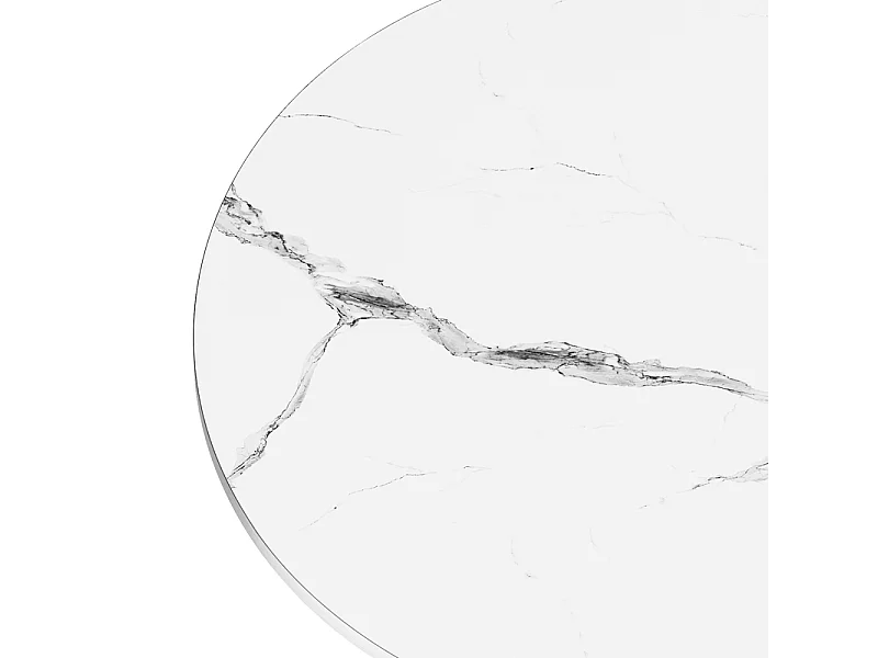 Lot de 2 Tables basses rondes - base de colonne romaine - placage marbre - Marron Chocolat