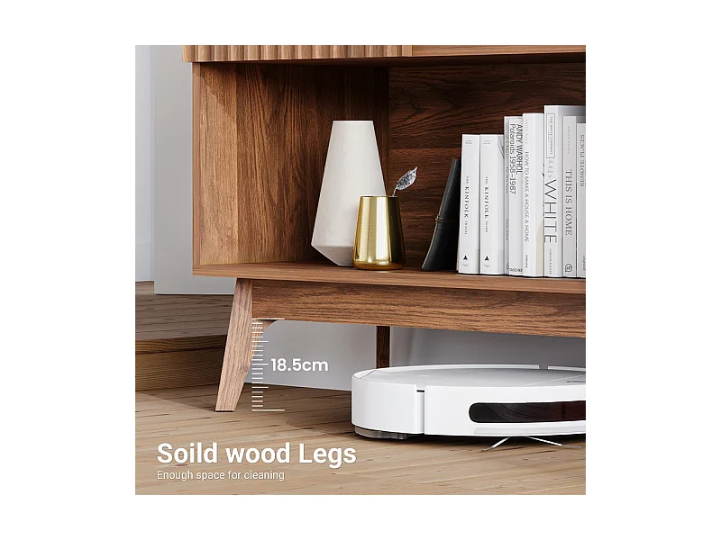 Buffet Moderne avec 2 portes et 2 niches, en Bois, charge max 50kg, Marron Chocolat, 100x38x77cm