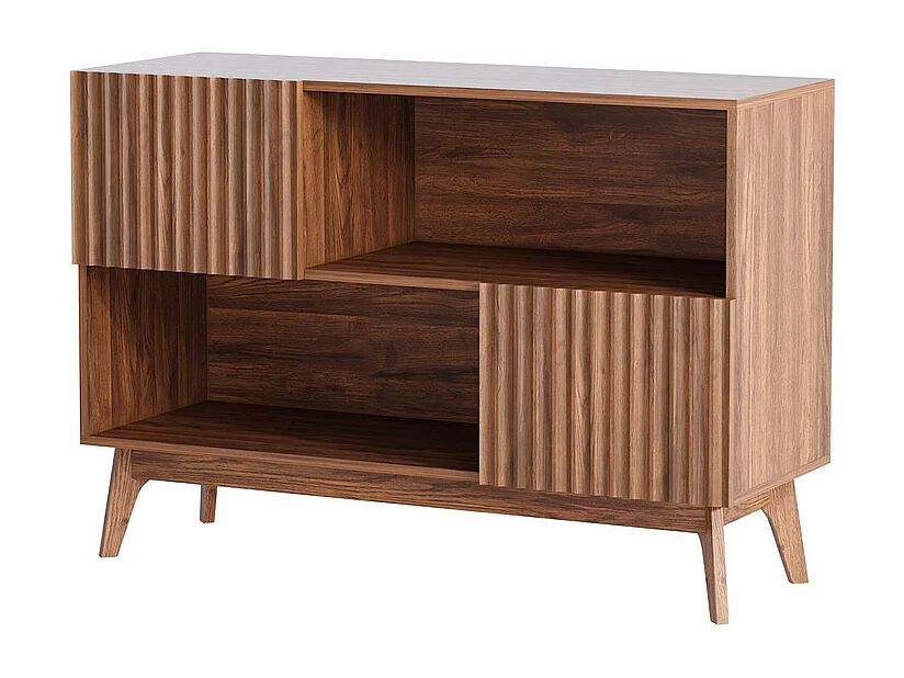 Moderne Anrichte mit 2 Türen und 2 Nischen, aus Holz, max. Belastung 50kg, Schokoladenbraun, 100x38x77cm