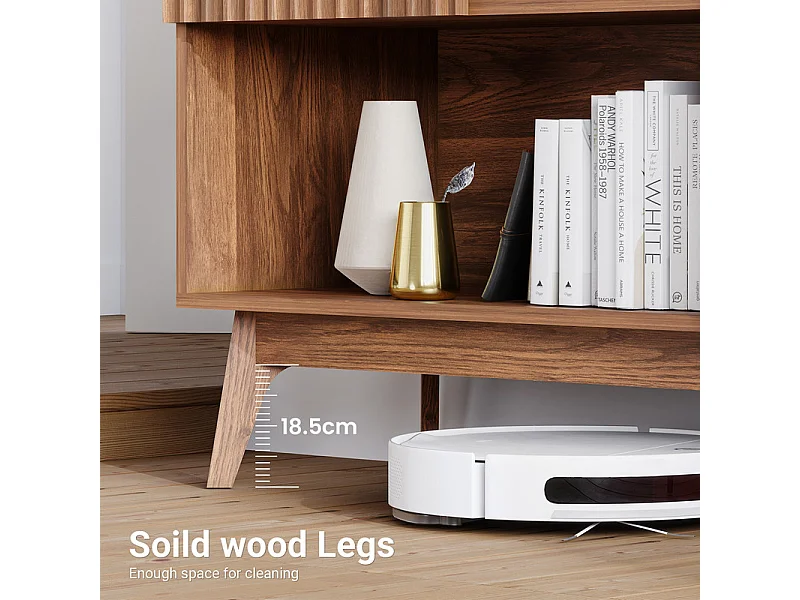 Moderne Anrichte mit 2 Türen und 2 Nischen, aus Holz, max. Belastung 50kg, Schokoladenbraun, 100x38x77cm