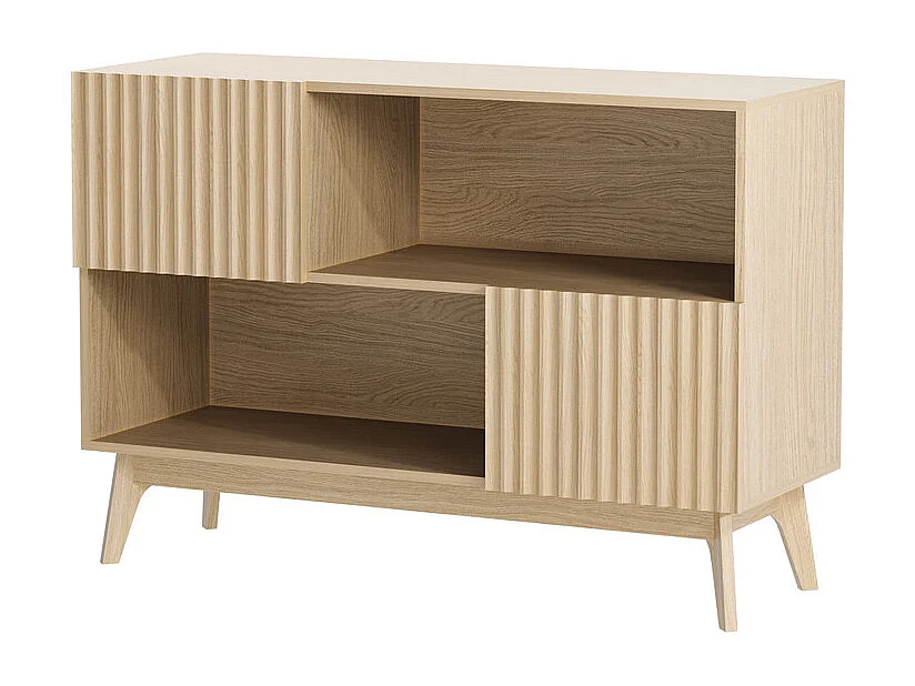 Buffet Moderne avec 2 portes et 2 niches, en Bois, charge max 50kg, Naturel clair, 100x38x77cm