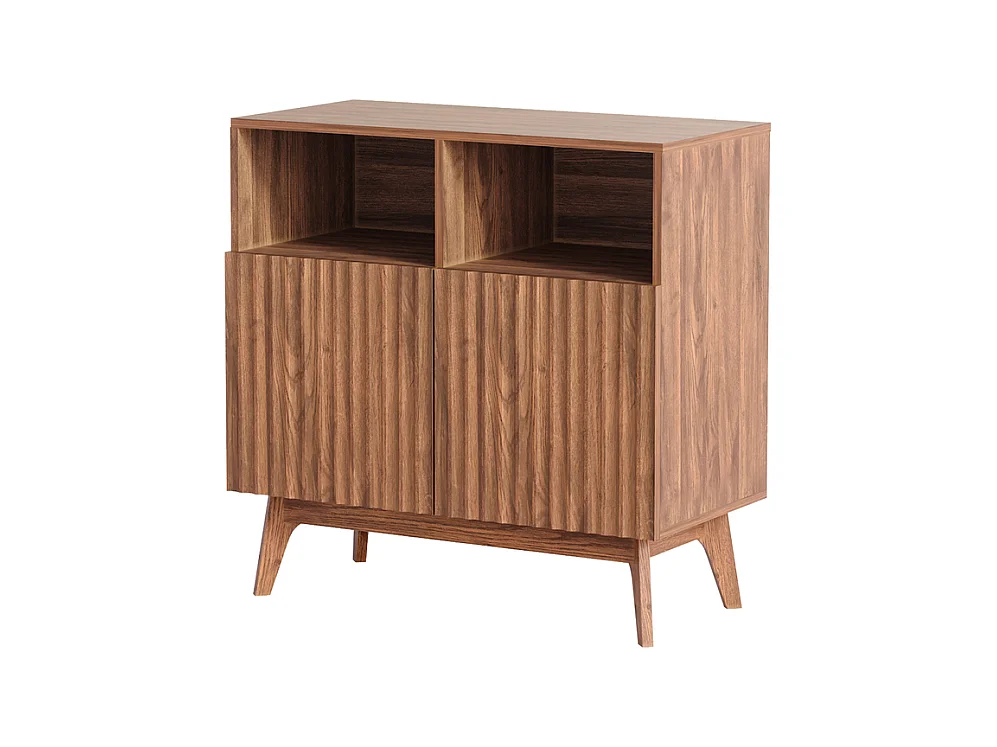 Buffet Moderne avec 2 portes et 2 niches, en Bois, charge max 23kg, Marron Chocolat, 80x38x80cm