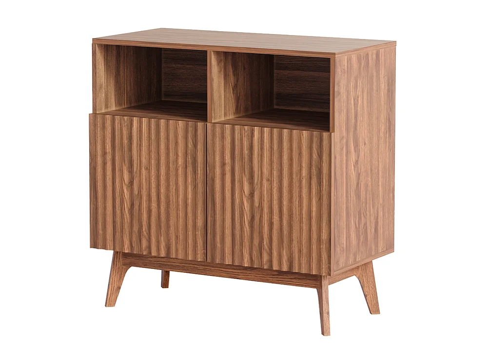 Buffet Moderne avec 2 portes et 2 niches, en Bois, charge max 23kg, Marron Chocolat, 80x38x80cm