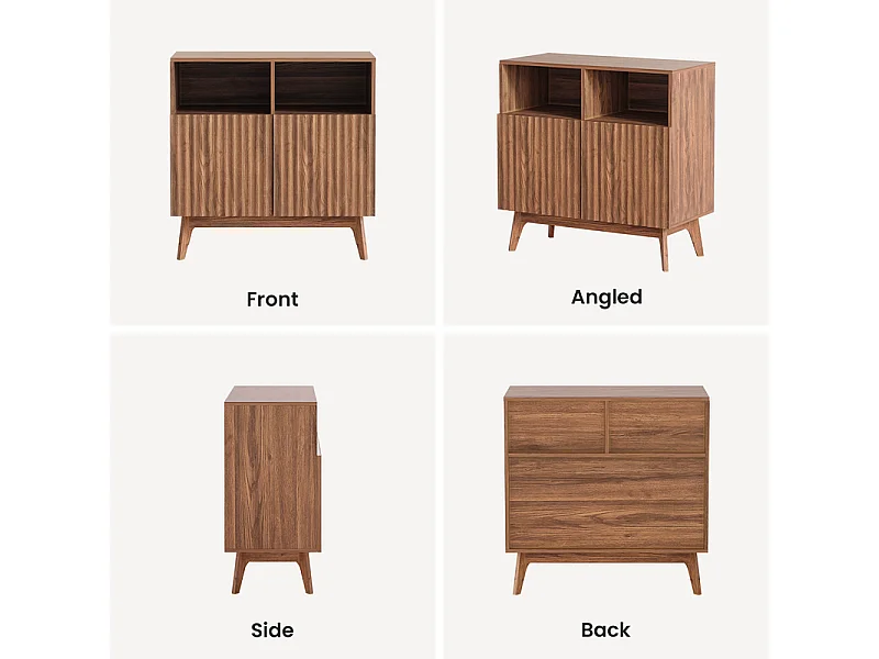 Buffet Moderne avec 2 portes et 2 niches, en Bois, charge max 23kg, Marron Chocolat, 80x38x80cm