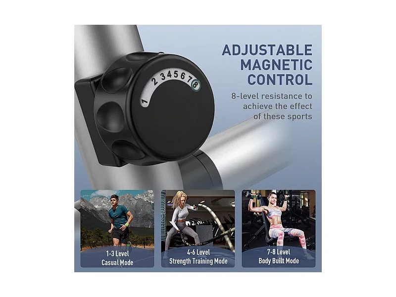 Vélo elliptique pour la Maison, crosstrainer shox avec écran LCD, 8 Niveaux Résistance, Max 120 kg, 98x49x150cm