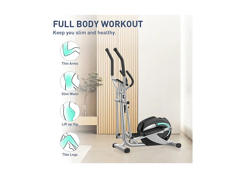 Vélo elliptique pour la Maison, crosstrainer shox avec écran LCD, 8 Niveaux Résistance, Max 120 kg, 98x49x150cm